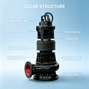Bomba Sumergible para Aguas Residuales de Hierro Fundido de 5.0 Hp y Alto Flujo, Bomba Eléctrica de 4 Pulgadas para Drenaje de Aguas Sucias en Obras de Construcción - Product Image 5