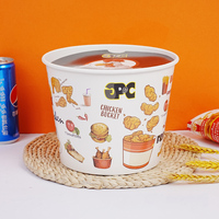 Seau en papier pour poulet frit KFC de 85 oz, 150 oz, 170 oz, seau en papier kraft blanc et couvercle en papier avec votre propre logo