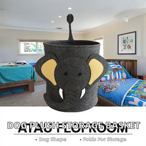 Modern Eco-Friendly <b>Felt</b> Animal Shaped Foldable <b>Storage</b> <b>Basket</b> with Dog Plush Toy Design for Living Room Clothing - Product Image 2