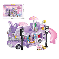 En gros 486pcs Faire semblant de jouer maison de poupée Violet Bus Danse Lapin Jouets Pour Filles Bricolage Modèle Bloc de Construction Enfants Cadeau