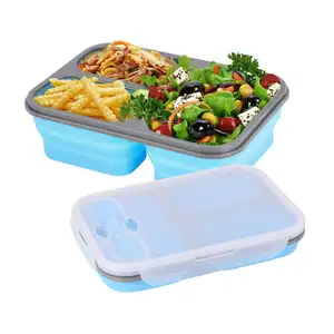 Recipientes de armazenamento de alimentos, recipientes de silicone para armazenar alimentos-tigela de silicone para acampamento ao ar livre, caixa de almoço para acampamento