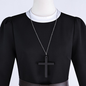 Costume de nonne The Conjuring 2, uniforme de cosplay, robe noire à manches longues avec collier et ceinture en croix pour jeu de rôle d'Halloween - Product Image 4