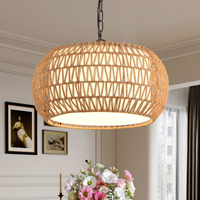 Luminaire suspendu de style farmhouse de 18 pouces avec hauteur réglable, luminaire suspendu en corde de jute tressée de style bohème (ampoule non incluse)