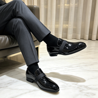 Herren Lederschuhe Schwarz Elastisches Band Slip-on Anzugschuhe Moderne Business Formelle Schuhe Dezenter Luxus Herrenschuhe