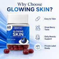 OEM Marque Privée Gummies Collagène Acide Hyaluronique Argousier Biotine Saveur Fruits Rouges Peau Éclatante 60