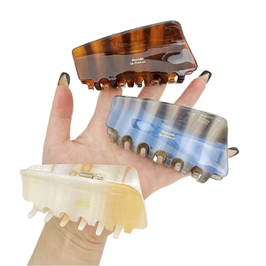 Pinzas de Pelo Planas de Acetato con Diseño Coreano OEM de Kinling, Grandes, con Doble Raya y Degradado de Dos Colores, para Uso Diario - Product Image 1