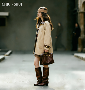 Manteau <span class=keywords><strong>trench</strong></span> mi-long pour femme, doublure en polaire vintage d'automne, fermeture éclair et design de col à revers assorti à tout - Product Image 2