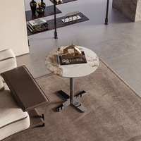 2025 nouveaux modèles Table basse ronde pour salon Table à thé en métal et pierre Durable meubles de maison
