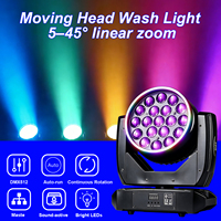 Cabeza móvil Wash 19x15W RGBW 4 en 1 con efecto de anillo LED, zoom, estroboscópico y luz de escenario DMX512 para DJ, discoteca, club, fiesta, boda, bar