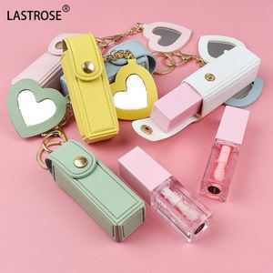 Hot Sale Lipstick Case With Mirror <b>Makeup</b> case Lipstick Pu Bag Private Logo PU Leather Keychains - Product Image 1