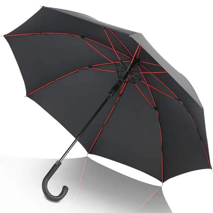थोक कस्टम 210 टी कपड़े windproof उपहार 8K बारिश छाता, 50 इंच काले सीधे स्वचालित खुला निविड़ अंधकार छाता
