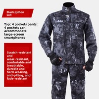 Ensemble uniforme tactique de randonnée et de chasse en camouflage, veste et pantalon résistants à l'usure avec velcro