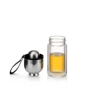 Samadoyo Fashionable Custom Eco-Friendly Portable Tea Water Separating Double Walled Glass Cup With Magnetic Filter