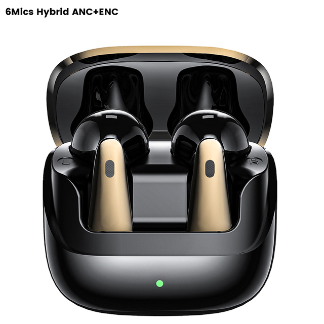 Hybrid ANC 6Mic Semi-In-Ear Earphone Noise Cancelling TWS Earphones & Headphones