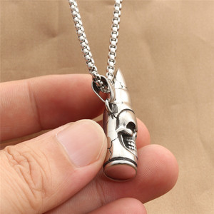 Yunnique-collar con colgante de bala y calavera de acero inoxidable para hombre, joyería de regalo de estilo Retro Punk - Product Image 3