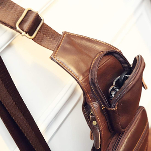 Sac à bandoulière vintage en cuir pour homme, sac à dos <span class=keywords><strong>de</strong></span> poitrine, sac à dos <span class=keywords><strong>de</strong></span> jour - Product Image 5