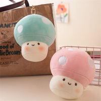 Porte-clés en peluche mignon pour enfant, mini champignon de dessin animé, poupée en peluche, porte-clés alimentaire, chaîne de perles, pendentifs souples pour femme et voiture