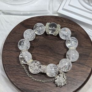 Pulsera de Cuentas Grandes de Cristal Blanco Natural <span class=keywords><strong>Asai</strong></span> de Diseño Original, Estilo Hielo Roto Brillante, Regalo de Lujo Ligero para Chica - Product Image 6
