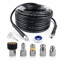 Tuyau de vidange de nettoyeur haute pression 15-30m, Kit de nettoyage avec buse à Jet et buse à Jet rotative