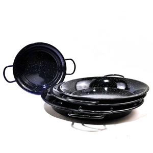Sartén antiadherente de acero al carbono, sartén antiadherente de Color negro con dos asas, paellera esmaltada - Product Image 1
