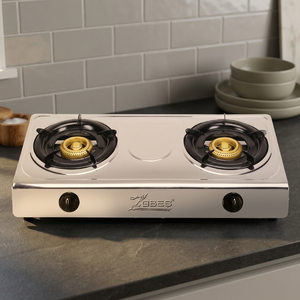 Table de cuisson à gaz GPL double brûleur en acier inoxydable, chauffage rapide, nettoyage facile, classe A, efficacité énergétique, 2500W, pour la maison et l'hôtel - Product Image 2