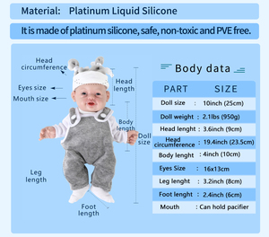 Muñeca Bebé <span class=keywords><strong>Reborn</strong></span> <span class=keywords><strong>de</strong></span> 10 Pulgadas, Realista y Sonriente, Hecha <span class=keywords><strong>de</strong></span> <span class=keywords><strong>Silicona</strong></span> Suave - Product Image 3