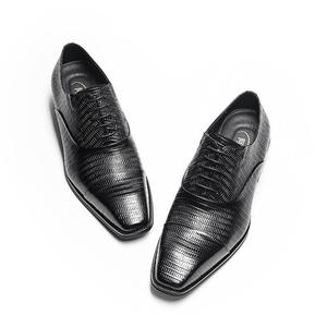 Fashionable men's square-toed embossed business formal leather shoes made of <b>top</b>-grade cowhide men's leather Dress Shoes&Oxfords - Product Image 4