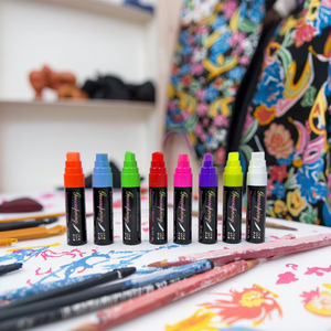 Juego de Marcadores de <span class=keywords><strong>Tiza</strong></span> Líquida de Nailon Blanco de 10 mm, 12 Colores, Borrado en Seco y Húmedo, para Pizarra Blanca, Pizarra Negra y Vidrio - Product Image 4