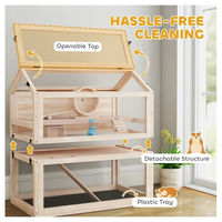 Hábitat de Madera de 3 Niveles de Alta Calidad para Mascotas Pequeñas, Impermeable, con Rueda de Ejercicio, Refugio, Rampas y Bandeja Extraíble