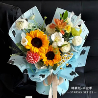 Kertas Vellum Korea Semi-Transparan Matte OPP Tahan Air untuk Pembungkus Buket Bunga, Perlengkapan Florist Musim Wisuda Xihuanong