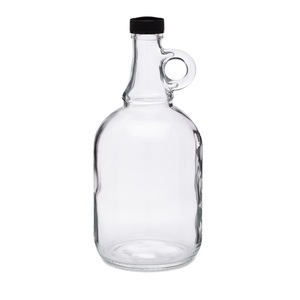 ขายร้อน500Ml 17Oz Clear Glass <span class=keywords><strong>Growler</strong></span> Handle และสกรูพลาสติกฝาปิดสำหรับไวน์