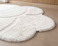Langflorige Teppiche in Einfarbigem Cremefarben und Hochwertigem Stil Maßgefertigte Teppiche Wohnzimmer Großer Flauschiger Teppich