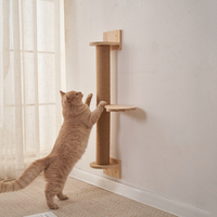 Grand Arbre à Chat de Luxe au Style Épuré, Étagères pour Chats en Bois, Maison de Jeu pour Animaux avec Griffoirs Muraux, Marches et Jouets Interactifs pour Animaux