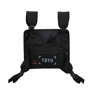 Sac de poitrine pour hommes en nylon personnalisé d'usine de la Chine avec poche avant arrière réfléchissante décoration de lettre de mode et de logo - Product Image 2