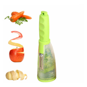 Pelador de Verduras Manual Multifuncional de Acero Inoxidable con Contenedor de Plástico, Pelador de Frutas para Zanahorias y Papas - Product Image 1