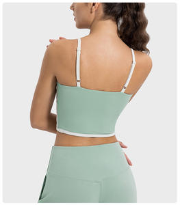 Factory Custom Color <b>Blocked</b> Spaghetti Thin Strap Running Sport Bra Women Gym Fitness Wear <b>Yoga</b> Athletic Bra Crop Tank Tops - Product Image 2