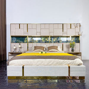 Conjunto <span class=keywords><strong>de</strong></span> cama moderna <span class=keywords><strong>de</strong></span> lujo para dormitorio, mueble tapizado con Marco, tamaño king size - Product Image 1