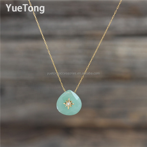 Collar Gargantilla con Colgante de Piedra Natural Hecha a Mano, Rodonita y Cuarzo Rosa <span class=keywords><strong>en</strong></span> Forma de Lágrima, Joyería Minimalista de Acero Inoxidable Chapado <span class=keywords><strong>en</strong></span> Oro de 18k - Product Image 4