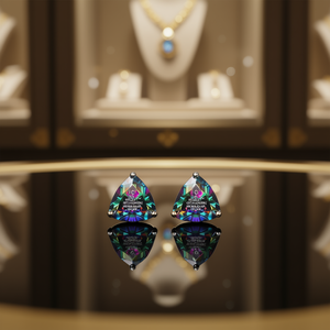 Boucles d'oreilles en diamant coloré taille triligne E1122, diamant naturel fantaisie certifié GIA, bijoux classiques pour femmes - Product Image 2