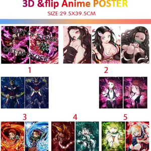 Affiches lenticulaires 3D en gros à faible MOQ, en vrac, à prix abordable, avec des images de stars du cinéma, de sportifs et d'anime japonais en mouvement - Product Image 1
