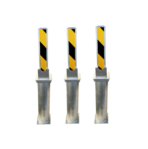 Poteau de sécurité télescopique en acier robuste à verrouillage automatique, galvanisé, pour protection de voie d'accès encastrée - Product Image 1