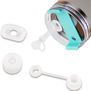 Juego de 6 tapas de silicona para pajitas, accesorios a prueba de fugas para vasos, tapones antidesbordamiento, fundas para pajitas de vasos de agua para exteriores - Product Image 1