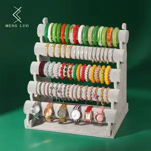 Moda Simple 5 capas franela reloj pulsera joyería regalo embalaje soporte de exhibición