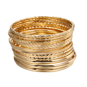 CRAFTS HUB Ensemble de 10 bracelets empilables géométriques en alliage plaqué argent pour femmes - Bijoux tendance pour cadeau - Product Image 1