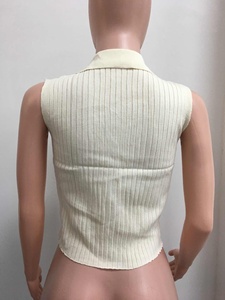 Chaleco de punto corto con cuello polo, diseño delgado de verano para mujer, a la moda - Product Image 6