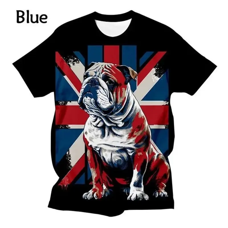 T-shirt graphique chien drapeau britannique imprimé en 3d pour hommes T-shirt à manches courtes Funny Tee Tops Hip-hop Streetwear Cool Oversize T-shirts