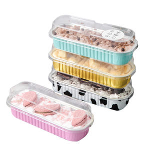 Boîte d'emballage pour gâteau mousse rectangulaire en aluminium, contenants transparents pour desserts, boîtes à fromage pour boulangerie - Product Image 1