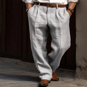 Pantalones Anchos Casuales de Lino para Hombre, Cintura Alta, Holgados y Cómodos, Estilo Sehe - Product Image 3