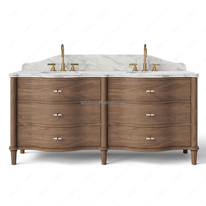 Mueble de Baño de Mármol Arabescato Corchia de Alta Gama FERLY, Modelo <span class=keywords><strong>Valerie</strong></span>, Individual o Doble, Moderno, de Lujo, Personalizado - Product Image 2