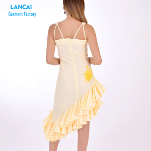 Temperament <b>Halter</b> Irregular Hem Sleeveless <b>Halter</b> <b>Dress</b> Sexy Pleated Split Italian Sheath Satin Women <b>Dress</b> Soft - Product Image 3